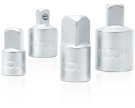 CCLIFE Stecknussadapter Adapter Satz 4tlg Stecknuss-Adapter für Ratschen 1/2 auf 3/8, 3/8 auf 1/4 für Knarren Nuss Steckschlüsseln