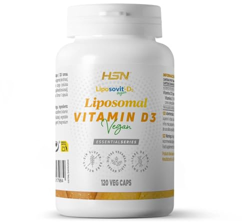 HSN Vitamina D3 Liposomada Vegana (liquen) Liposovit® 2000UI | 120 Cápsulas Vegetales | Pura Vitamina D como Colecalciferol | Tecnología Liposomal para Óptima Biodisponibilidad | No-GMO Sin Gluten