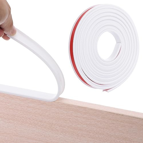 QUARKZMAN U-Form Randstreifen 16.4ft Selbstklebend Furnierkante Trimmen TPE Flexibel Möbel Kante Beschützer für Schrank Reparatur Möbel Restaurierung (15mm Breite) Weiß