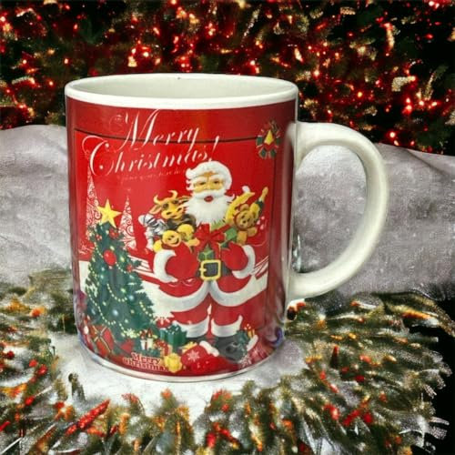 GMM Tazza Natalizia Mug, Tazze Mug a tema Natale, Tazza idea regalo in ceramica (Babbo con Albero)