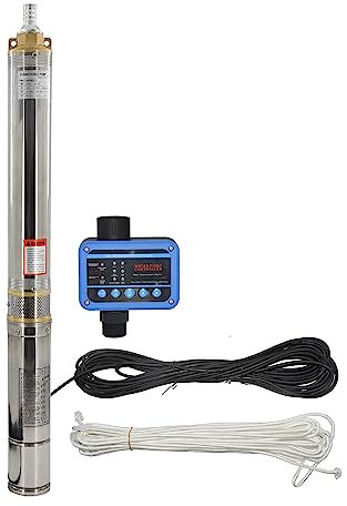 HOMIZEN Tiefbrunnenpumpe 3.5 Zoll Brunnenpumpe 750W 6300L/h sandresistent bis 5% Deep well pump Max. Förderhöhe 62m