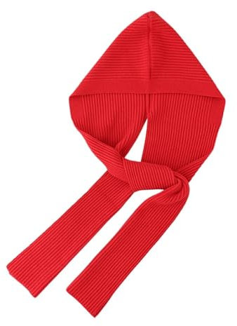 REPALY Schal Damen 1 Stück Herbst Winter Gestrickter Kapuzenschal Aus Wolle Für Damen Einfarbig Warmer Schal Mit Langem Halsausschnitt Rot