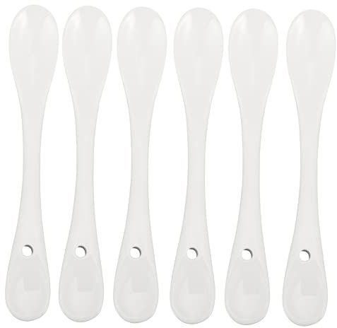 Zerodeko 6pcs Long Coffee Spoons Dessert Spoons Ceramic Mix Eat Ice Easy to Clean