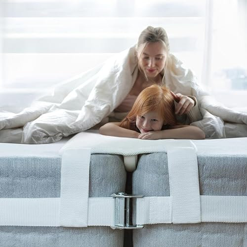 Silanflower 11.81 Extra Wide Bed Bridge Connector Twin to King Converter Kit with Strap Adjustable Mattress Connector for Bed Mattress Wedge Mattress Holder Double Love Bridge