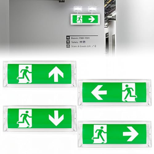 Éclairage de secours LED à lumière continue éclairage de secours éclairage de secours panneau lumineux de sortie de secours avec batterie de secours 3h et 4 pictogrammes de sortie de secours idéal