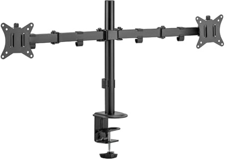 LC-Power Monitor Halterung für 17-32 Zoll Bildschirm bis zu 9 kg, Monitor Arm für 2 Monitore, Höhenverstellbar Schwenkbar Neigbar Bildschirmhalterung für den Schreibtisch, VESA 75x75/100x100