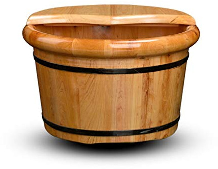 JINMUXUAN Baño de pies de barril de madera, baño de pies y piernas para adultos, spa de masaje de pies para el hogar, baño de pies grande, jacuzzi, baño relajante de pedicura, cubo de madera para