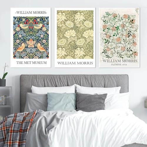 GOSRD William Morris Leinwanddruck, Victoria and Albert Museum, Ausstellungsplakat, Londoner U-Bahn, Gemälde, Wanddekoration, 40 x 50 cm, 3 Stück, ohne Rahmen