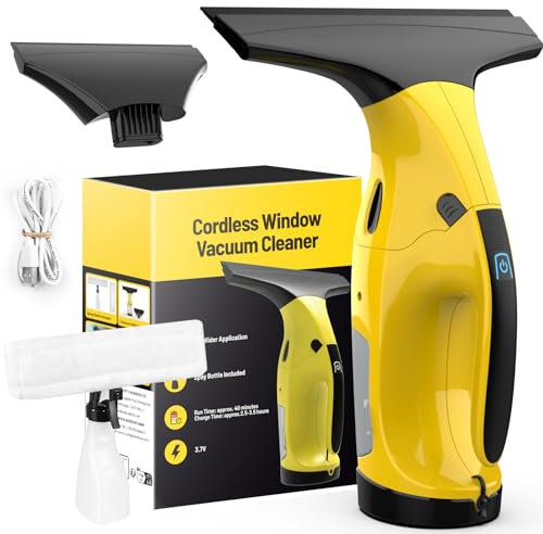 Window Vacuum, Window Vacuum Squeegee, Rechargeable Window Vac, Cordless Window Vacuum Cleaner with 2X Squeegee (11”+ 6.7”, 2 Pack), Electric Cleaning Tool for Windows, Tiles, Mirrors