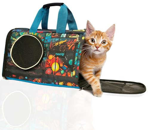Faltbare Transportbox aus Stoff für Haustiere bis 4 kg, Koffer für Hunde, Katzen, Nagetiere und Frettchen, Tragetasche für kleine Tiere – Katzentrage – Hundebox – Maße: 50 x 30 x 28 cm