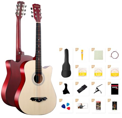 LYEAA Gig Bag, klassische Gitarre, Holzgitarre, 38-Zoll-Akustikgitarre mit Starter-Set for Kinder/Jungen/Mädchen/Teenager/Anfänger