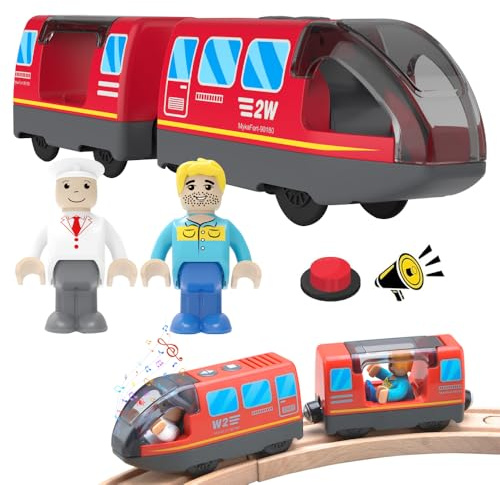 WDKXCN Holzeisenbahn Elektrische Lok, Elektrische Lokomotive Holzeisenbahn, Elektrischer Zug Holzeisenbahn, Leistungsstarker Motorzug Kompatibel mit Thomas, Brio, Spielzeug für Kinder Kleinkind