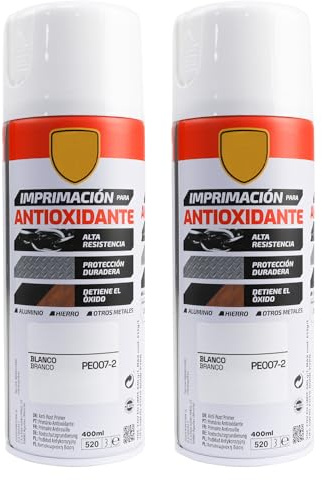 various Pintura Spray Imprimacion Antioxidante Blanco de 400 ml Protección Contra la Corrosión Adecuado para las Superficies de Metal, Aluminio,Hierro y Otros metales Pack de 2 Unidad