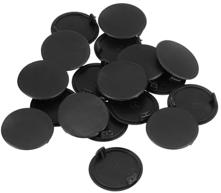 sourcing map Hinge Hole Covers, 38Pcs 35mm(1-3/8) ID - Plastic Concealed Hinge Hole Cover Round Flush Type Plug Cap for Furniture Cabinet Cupboard (Black)