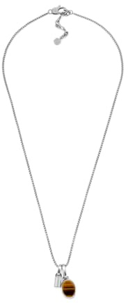 Fossil Collana da uomo in acciaio inossidabile con chiusura a moschettone, Argento metallico