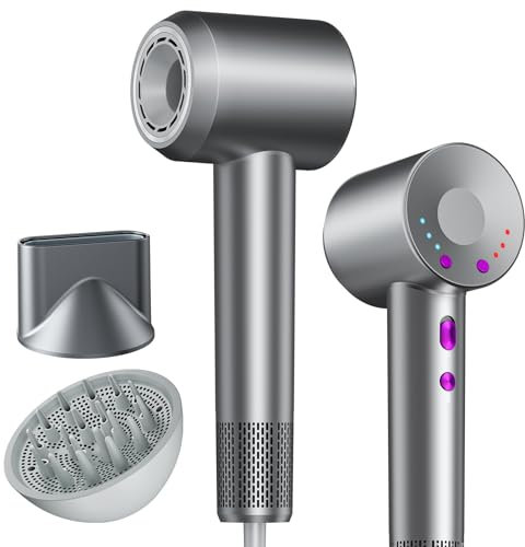 DMTIVMG Ionen Föhn Haartrockner mit 150.000 U/min Bürstenlosem Motor 200 Millionen Negative Ionen 4 Temperatureinstellungen 3 Geschwindigkeiten Schnelles Trocknen Magnetischer Düse Geräuscharm