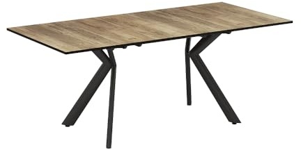 Vicco Esstisch Trill, ausziehbarer Esszimmertisch, Eiche rustikal/Schwarz, 140 x 90 cm ausziehbar