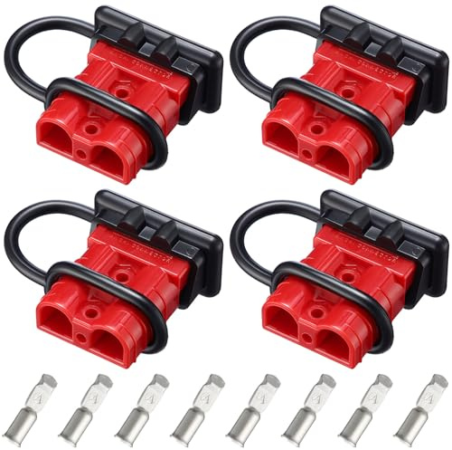 Frienda 4 Pieces 6-12 Gauge 50A Battery Quick Connector 12-36V Disconnect Wire Harness Plug Kit Battery Quick Connector Disconnect Plug for Motor Winch Trailer(50A)