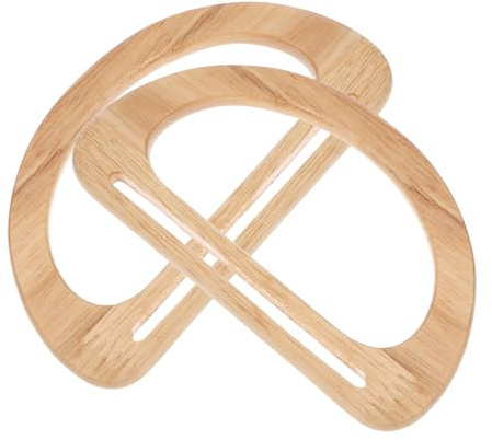 FONDOTIN Manici in Legno per Borsa 2 Pezzi Impugnatura d Ring Beige, Design Adattabile e Minimalista per Accessori Borse Fai da Te e Eventi Formali