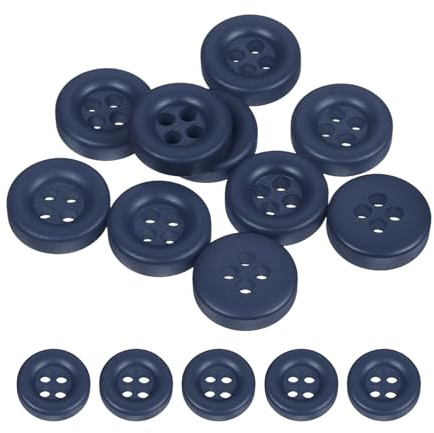 sourcing map Nähknöpfe, 11 mm, 4 Löcher, Kunstharz, rund, Dunkelblau, 10 Stück | Verdickte Ersatzknöpfe für Kleidung, DIY, Basteln, Dekoration