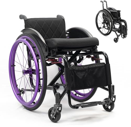 Silla De Ruedas Deportiva Liviana,silla De Ruedas De Transporte Portátil,silla De Ruedas De Aluminio,silla De Ruedas Silenciosa,frenos De Mano Ruedas Traseras De Liberación Rápida Y Ruedas Antivuelco(