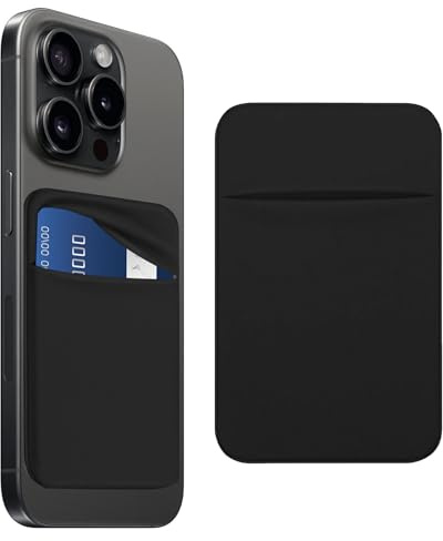 2 Pcs Self Adhesive PhonePocket Clip, Cell Phone Pocket SelfAdhesive Card Holder, Cellphone Card Holder Pocket, Phone Wallet Stretchy Self Adhesive Pocket Clip for All Smartphones (Black)