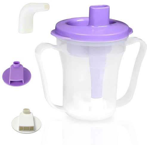 Dysphagia Regulating Drinking Cup for Elderly-Having Difficulty Swallowing,Dispenses 5 cc or 10 cc of Liquid Helps to Prevent Choking,Liquids Only Dysphagia Cup for Stroke Limited Mobility (Purple)