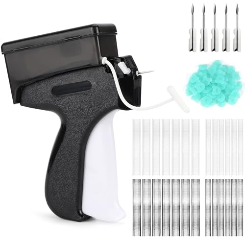 LPZMPZ Juego de pistola de etiquetado Micro Stitch Gun, pistola de grapado para ropa, fijador de ropa Stitchy Quick Clothing Fixer con 5 agujas de repuesto y 3000 agujas de plástico, para falda camisa