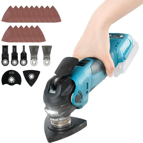Utensile multifunzione oscillante senza fili per batteria Makita 18V, motore brushless, angolo di oscillazione di 4°, 5 velocità variabili, cambio lama senza attrezzi per levigatura, taglio