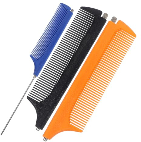 VALICLUD Ausziehbarer Stahl Stielkamm für Professionelles Haarschneiden und Kopfhautmassage im Salon 12,4x2,8cm 3 Stück für Präzises Styling Zufällige Farbe