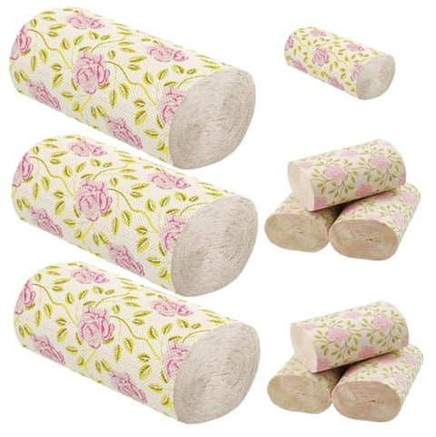 HAPINARY Carta Igienica Pezzi Decorativi in Polpa di Bambù 10 Pezzi senza Anima con Stampa Rose, Carta Igienica Morbida e Resistente per Bagno e Ufficio