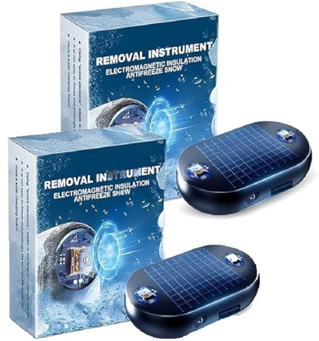 Antifreeze Snow Removal Instrument, Electromagnetic Snow and Ice Prevention Device, Solar Powered, Car Windshield and Mirror Defroster, Portable Kinetic Molecular Heater for Ice and Snow 2PCS