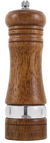 SUPVOX Moulin à Poivre Manuel 15 Cm en Bois Vintage avec Flacon Transparent Rechargeable, Réglage Broyage Fin et Grossier, Accessoire la Cuisine pour Sel et Épices Polyvalent