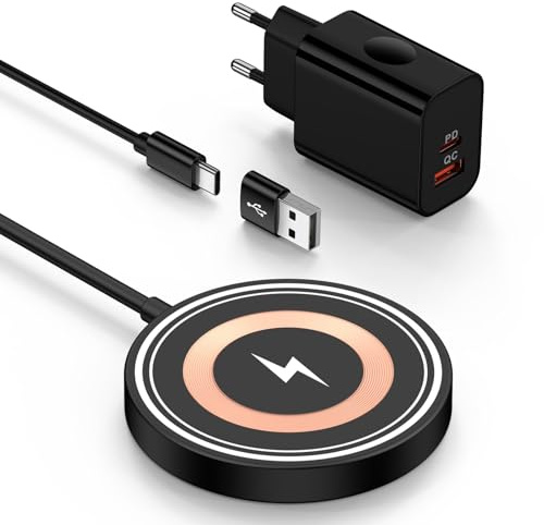 MagSafe Ladegerät iPhone mit 20W USB C Adapter für iPhone 17e 16 15 14 13 12 Serie,AirPods,15W Induktive Ladestation Samsung Wireless Charger für Samsung Galaxy S26Ultra/S25/S24/S23/S22,Google Pixel