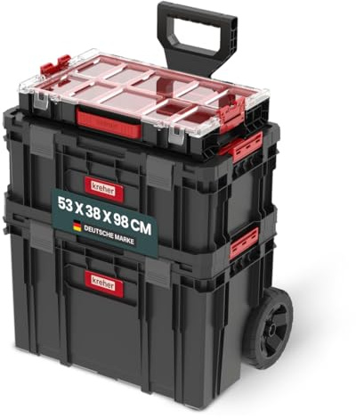 XL Werkzeugtrolley, Werkstattkoffer Set, Werkstattwagen Q-Brick Serie mit viel Zubehör! BxTxH: 53 x 38 x 98 cm ! Der mobile Alleskönner - Privat & Gewerbe (SET 22)