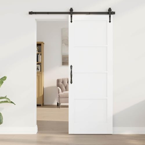 Tonture Puerta interior blanca 73,5 x 198,5 cm madera contrachapada puerta corredera rústica ahorra espacio para viviendas Diseño moderno duradero