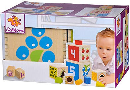 Eichhorn 100002252 - Bunter Steckturm, 10-TLG, Höhe: 40cm, Birkenholz