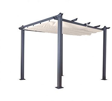 Jet-Line | Pergola Aluminium | Pavillon | Kairo | Terasse Sonnenschutz| Garten | 3 x 3 Meter | Sonnendach | UV Schutz | Alu | Aluminium | Massive Stützen 10x10 cm | anthrazit beige Gartenpavillon