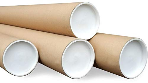 Cardboard Postal Tubes + Plastic End Caps Strong A2 460MM X 76mm Diameter - (5 Tubes)