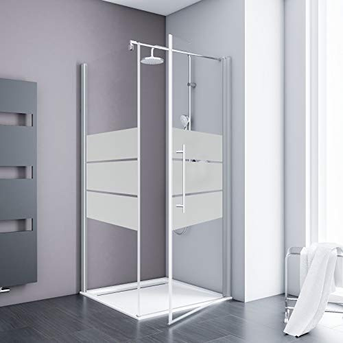 Schulte AS 2.0 ExpressPlus Drehtür mit Seitenwand 90 x 90 x 192 cm, Profile in Alu-Natur, Sicherheitsglas (ESG) Dekor Depoli Light EP321506 01 310