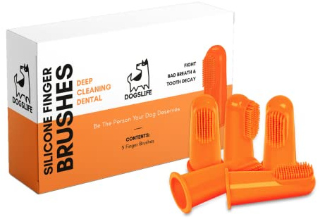 Brosse à dents pour chiens | Enlever le tartre et arrêter la mauvaise haleine | Lot de 5 pour un nettoyage facile des dents de chien