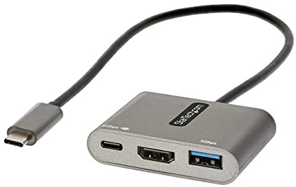 StarTech Mini Dock USB-C 3-en-1 de Voyage, HDMI 4K, 100W PD, Hub 5Gbps | Station d'accueil, dock, USB 3.0, Type-C, USB-A, Portable, Passthrough, Adaptateur