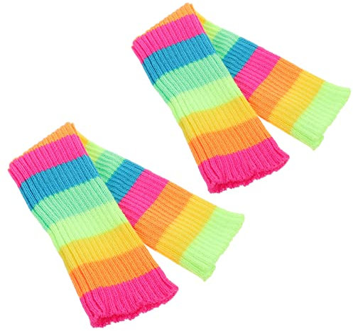 HEALLILY Regenbogen-Strick-Beinstulpen für den Winter, gehäkelt, lange Stiefelsocken, gestrickte Beinstütze, warme lange Beinmanschetten für Frauen und Mädchen, Sport-Yoga-Zubehör
