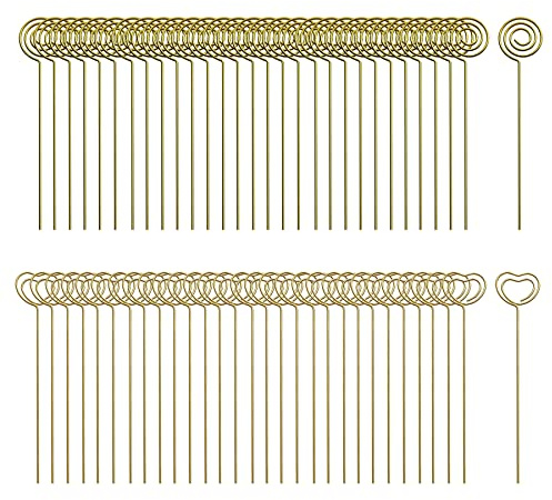Woohome 60 Pz Foto Memo Clip Portanotas Clips Soportes para Números de Mesa de Metal Clip de Tarjeta de Nota para Decoración de Mesa de Boda o Fiesta, Oro
