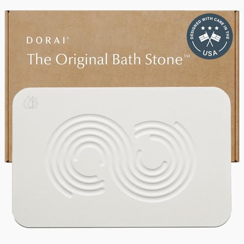 Dorai Home Bath Stone Mat 23.6x15.4 Quick-Dry, Non-Slip Diatomite Stone Bath Mat for Bathroom, Zen Sandstone
