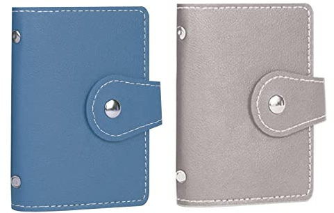 PRIVILLA 2 Pcs Credit Card Holder and Credit Card Wallet，Sd Card Holder Each Has 26 Card Slots for Organizers, 2024 New Credit Card Holders for Men and Women (Gray+blue)