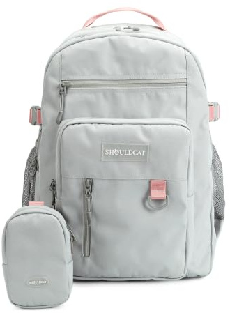 FANDARE Beiläufig Rucksack Schulrucksack Schulranzen Daypacks mit 15.6 Zoll Laptopfach Schultaschen mit Handytasche Mädchen Junge Kinderrucksack für Universität Reisen Freizeit Graues Rosa
