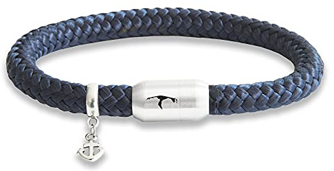 Paris Montana Hochwertiges Segeltau-Armband mit Sylt Gravur, Edelstahl-Magnetverschluss, Anker-Anhänger, 8 mm Durchmesser, handmade, robust, wasserdicht, maritimer Stil, Unisex