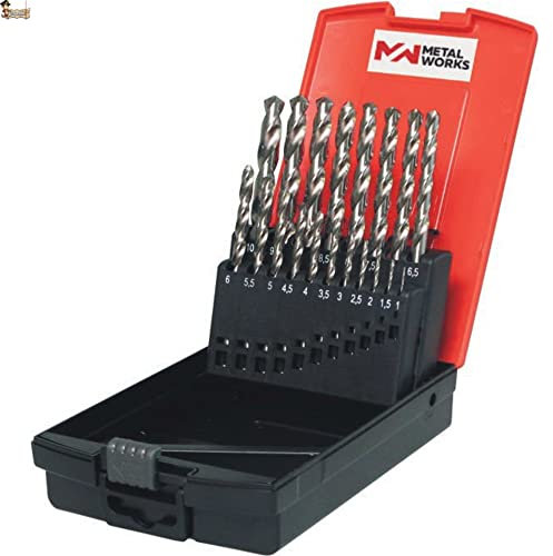 BricoLoco.com Kit estuche brocas metal acero rápido rectificada. Juego 25 brocas HSS-R M2 DIN 338. Metal, aceros e inoxidables. Ángulo corte 130º. Cilíndricas. Profesional. (25 BROCAS (1-13x0,50))