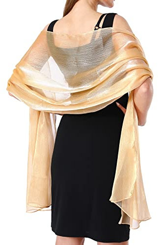 Ladiery Sheer Crepe Schals und Wraps für Abend Party, Frauen weichen Schimmer Braut Hochzeit Reise Schal